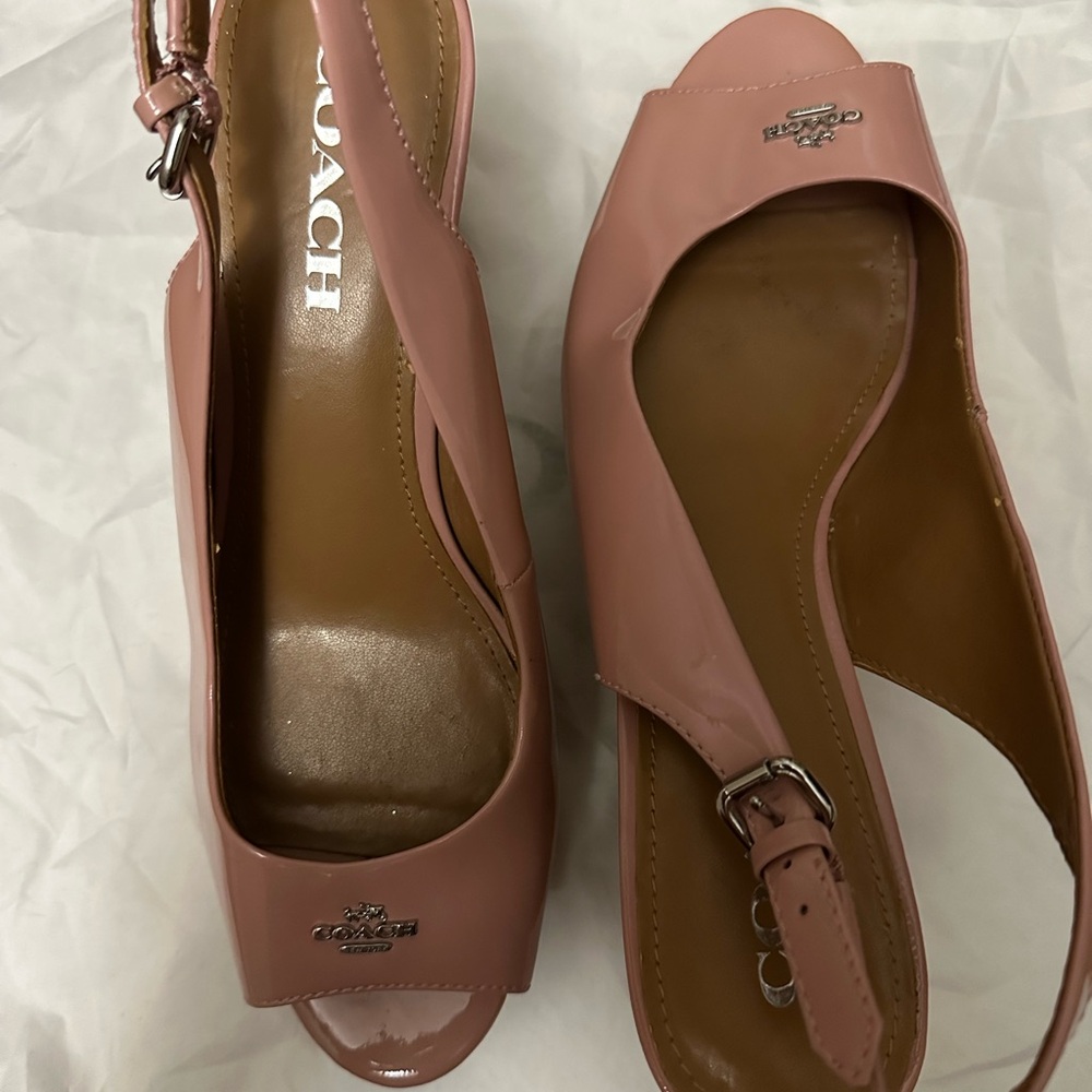 Coach Pink Sandals with Peep-Toe and Ankle Strap